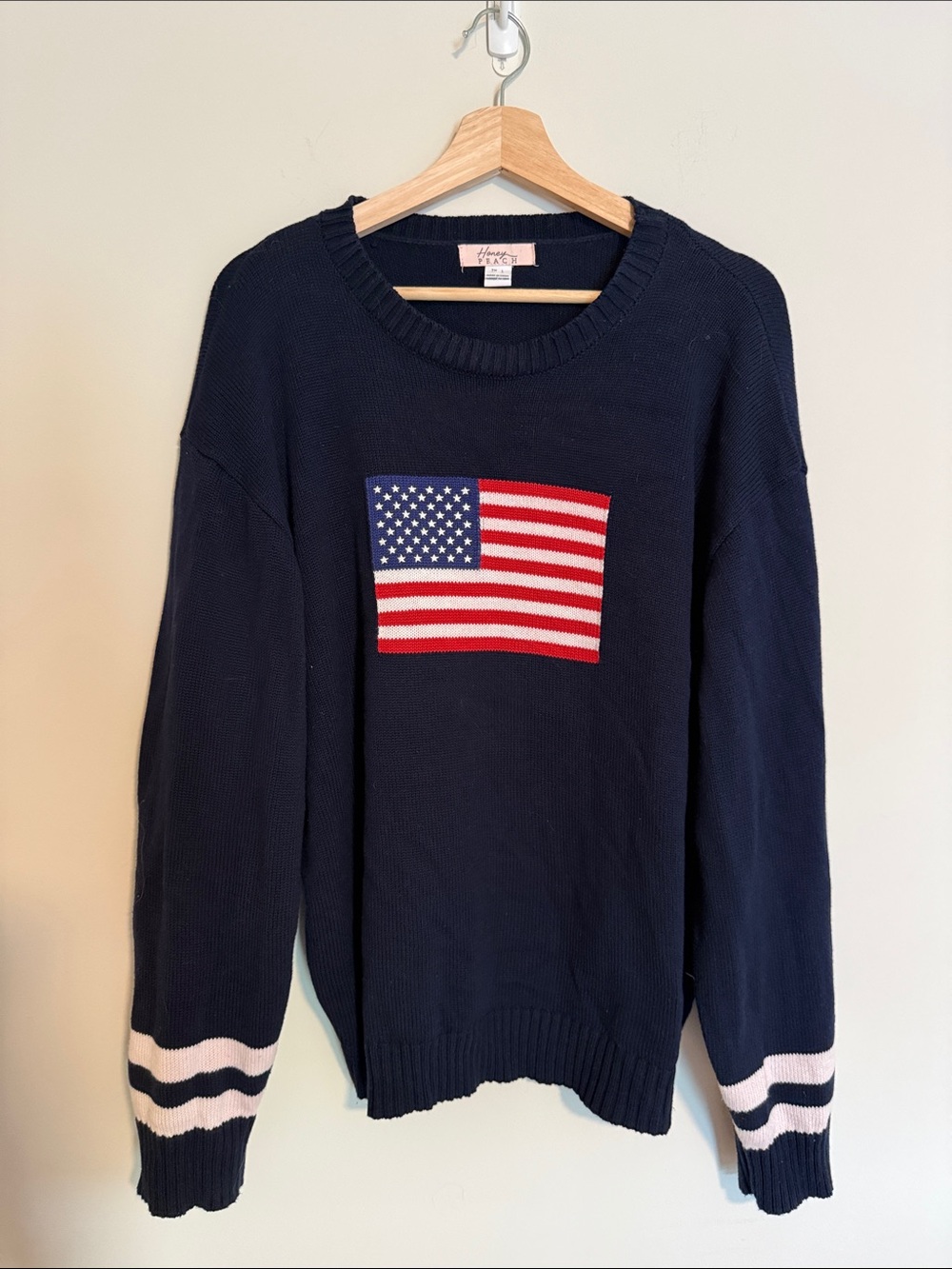 Ralph Lauren Inspired Navy Flag Knit Sweater